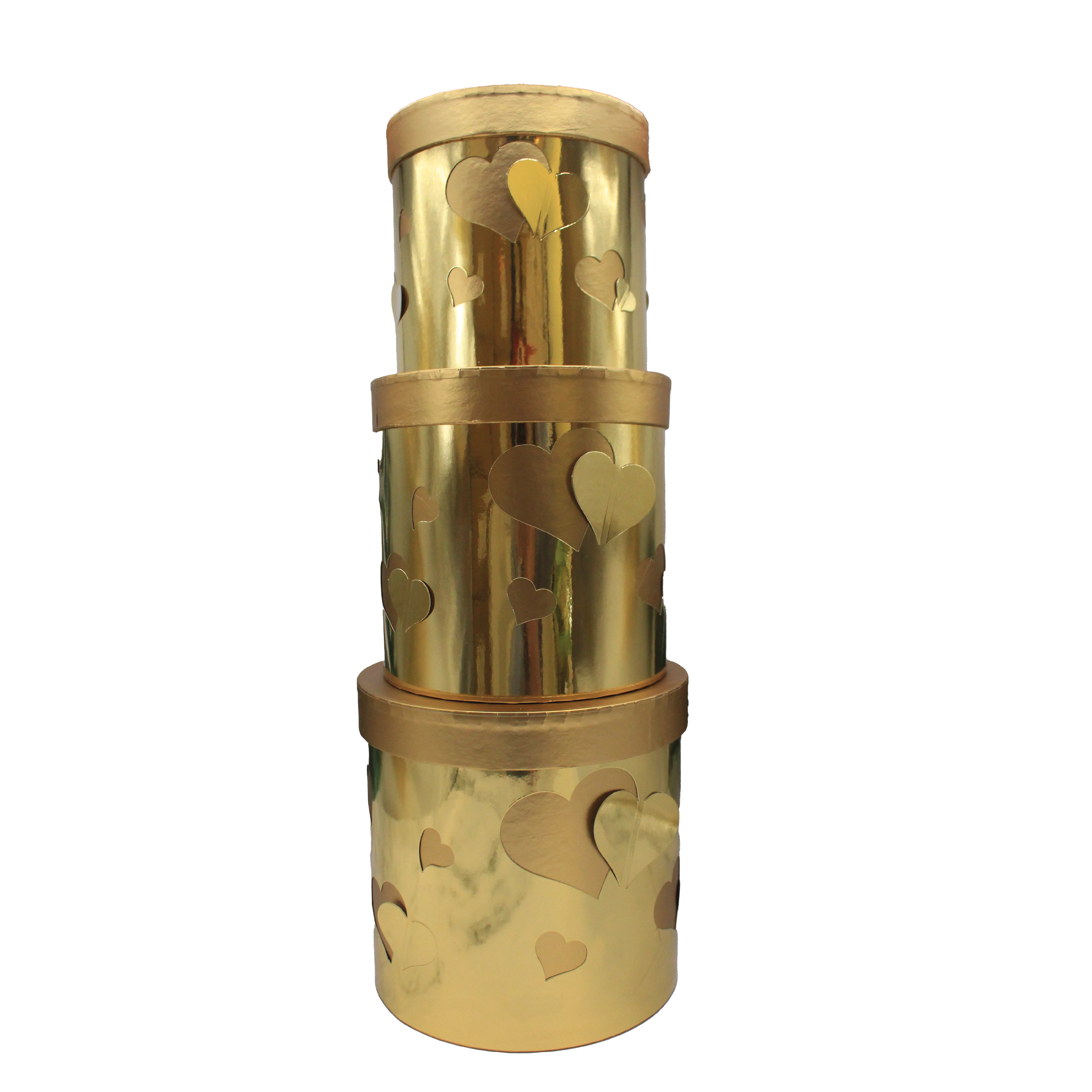 صندوق هدايا 3 قطع دائري ذهبي 1021-4