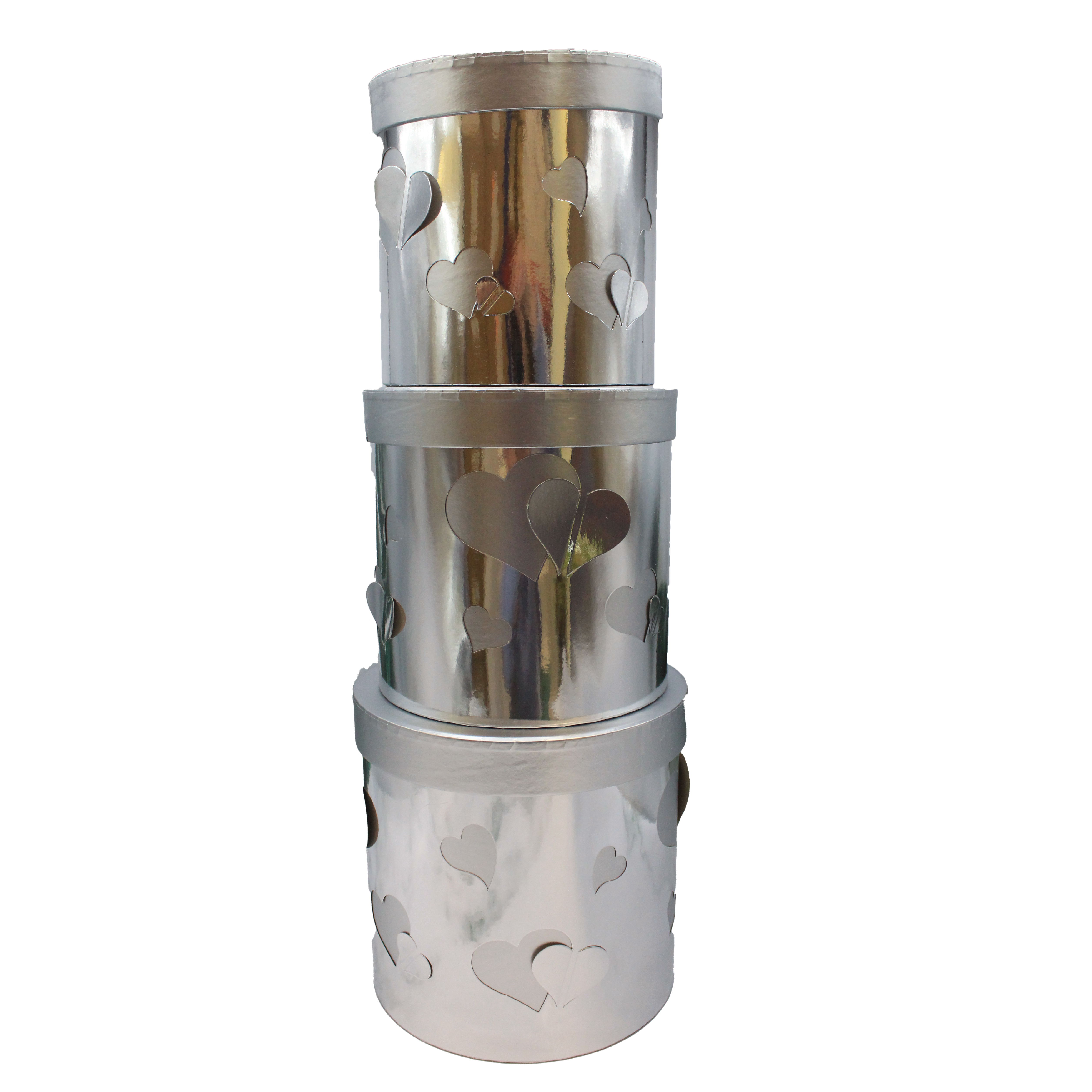 صندوق هدايا 3 قطع دائري سلفر 1021-5