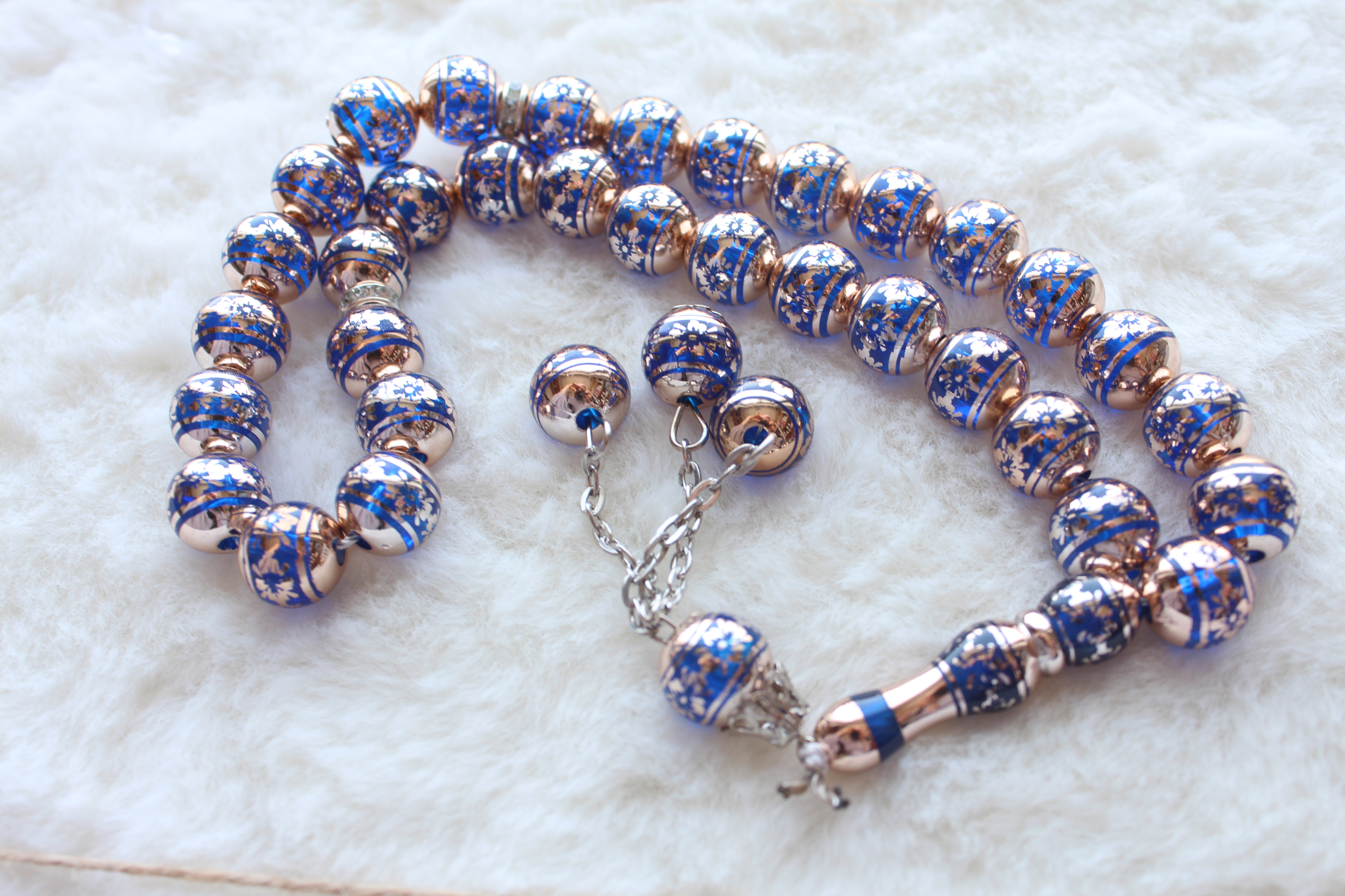 مسبحة 1013-2 ازرق و ذهبي