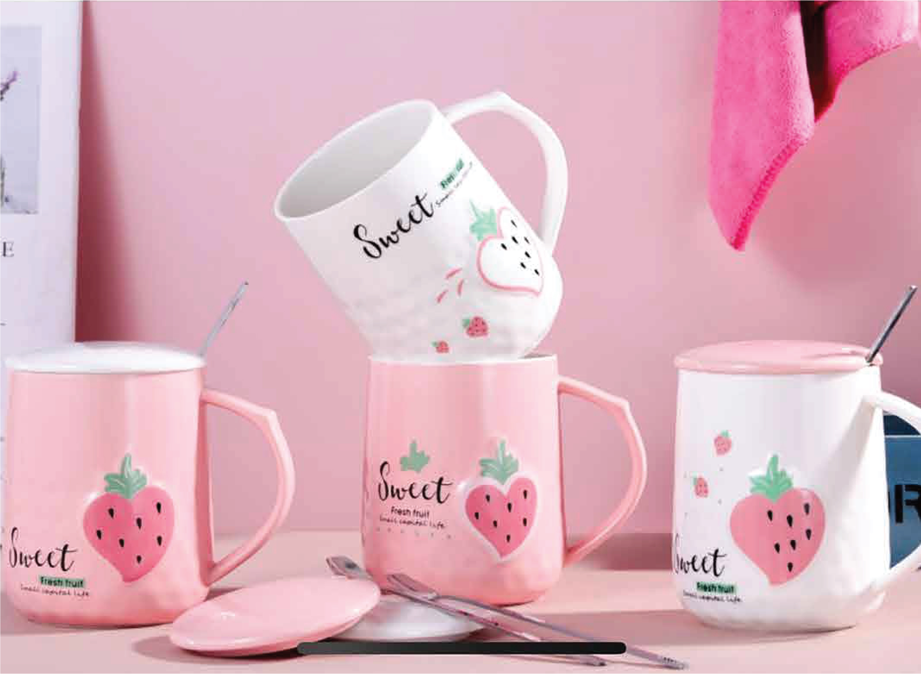 ماج فراولة مع غطاء 1113-6