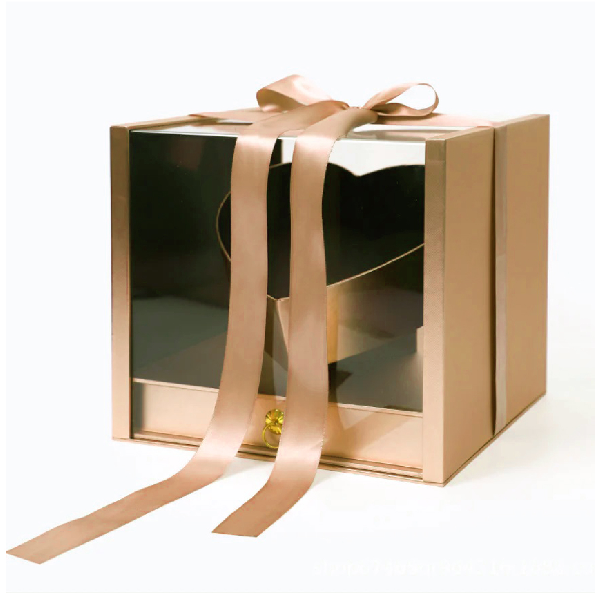 صندوق هدايا قلب شفاف ذهبي 2321-3