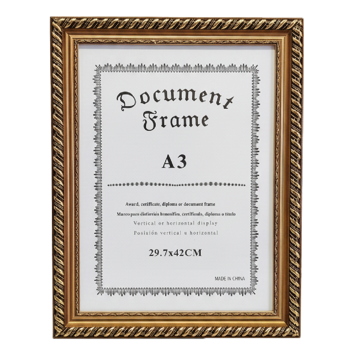 برواز شهادة A3 ذهبي مزخرف 3214-12