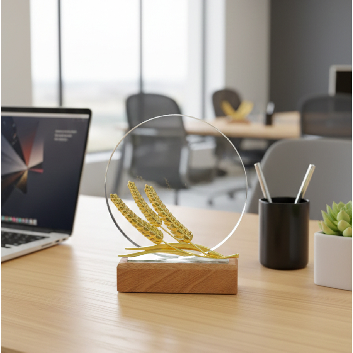 درع كريستال سنبلة ذهبي 3526-4