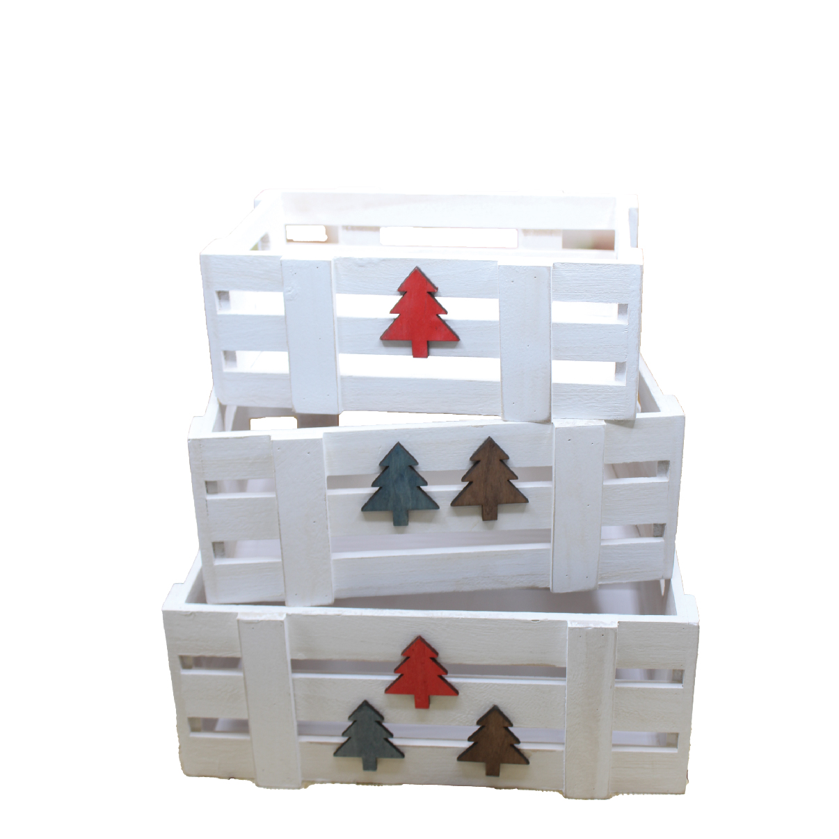 صندوق هدايا خشب 3 قطع ابيض 330-7