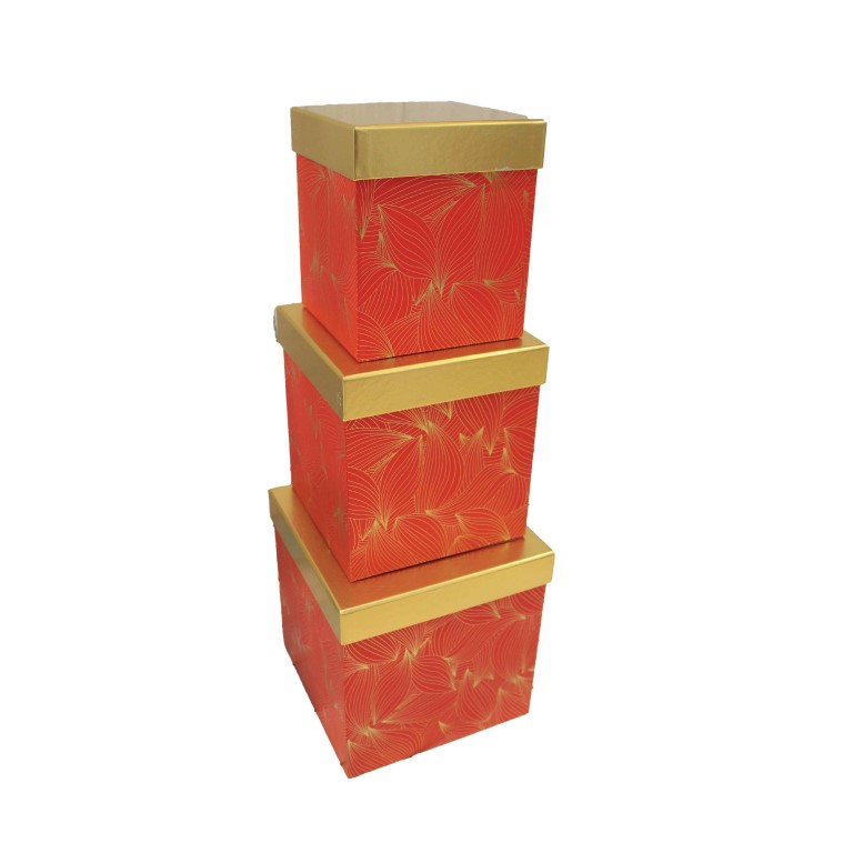 صندوق هدايا 3 قطع مربع احمر 1021-1