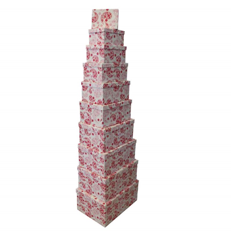 صندوق هدايا 10 قطع زهري وابيض 1121-4