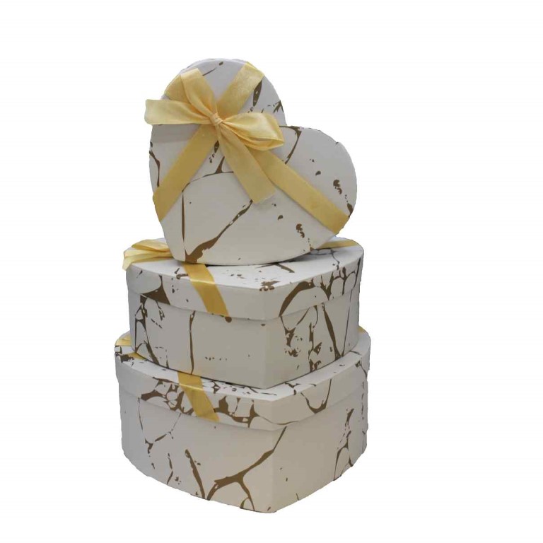 صندوق هدايا 3 قطع قلب صغير ابيض 1121-20