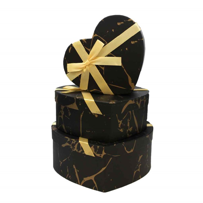 صندوق هدايا 3 قطع قلب صغير اسود 1121-21