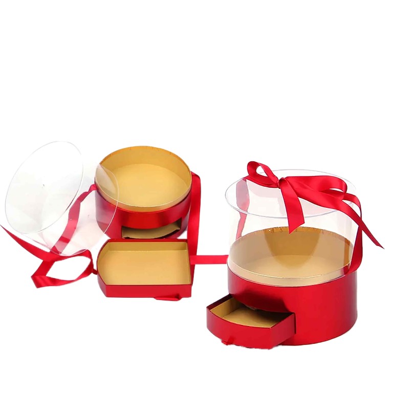 صندوق اسطواني احمر شفاف 2321-8