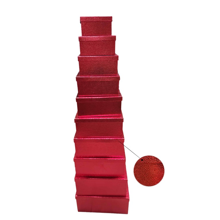 صندوق هدايا 10 قطع احمر جلد 2324-6