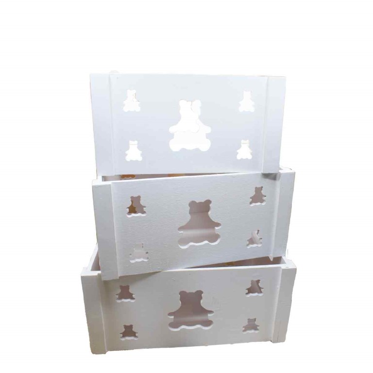 صندوق هدايا خشب 3 قطع ابيض 330-6