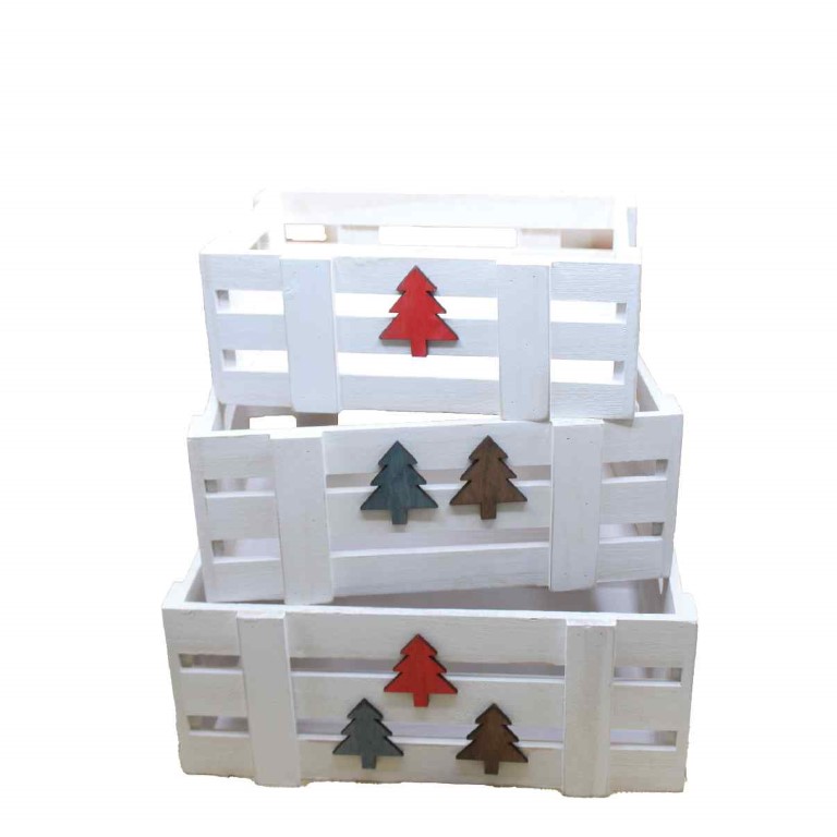 صندوق هدايا خشب 3 قطع ابيض 330-7