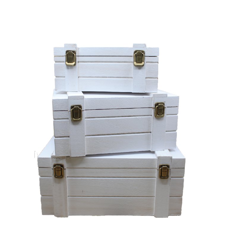 صندوق خشب ابيض 3 قطع 2617-1 / 3218-1